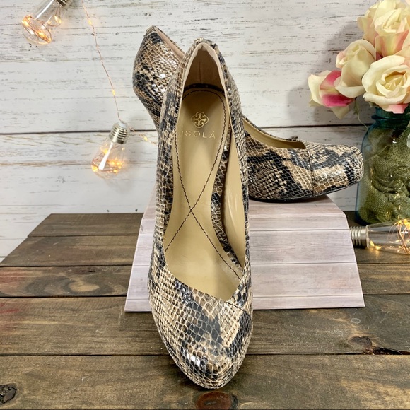 ISOLÁ Cagney Sand Snakeskin Print Platform Heels - Picture 12 of 14